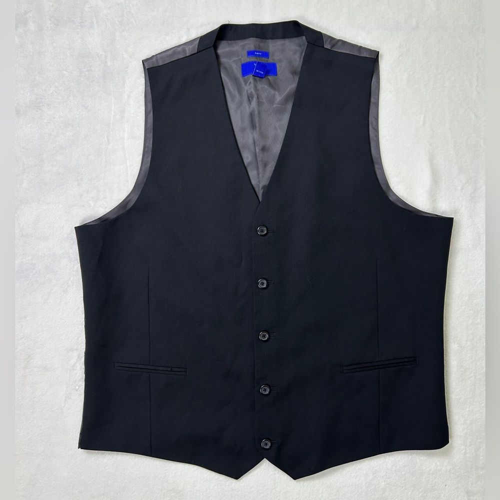 EGARA Men’s‎ 100% Wool Formal Slim Fit Button-up Black Vest, size XXL